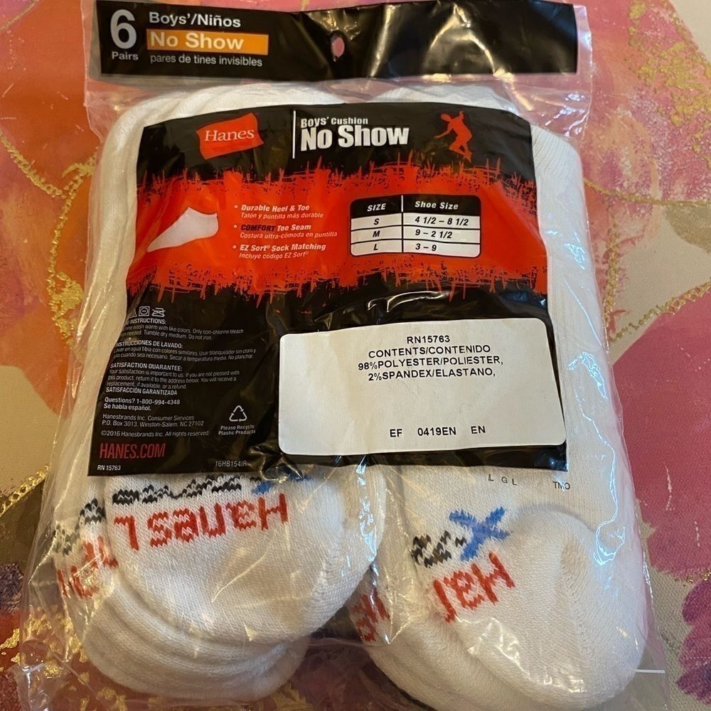 💥Boys Hanes  2 6 Pk Cushion No Show Socks 3-9 - Picture 4 of 6
